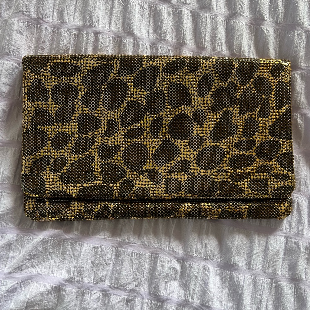 BCBGMaxAzria Gold and Black Patterned Clutch
